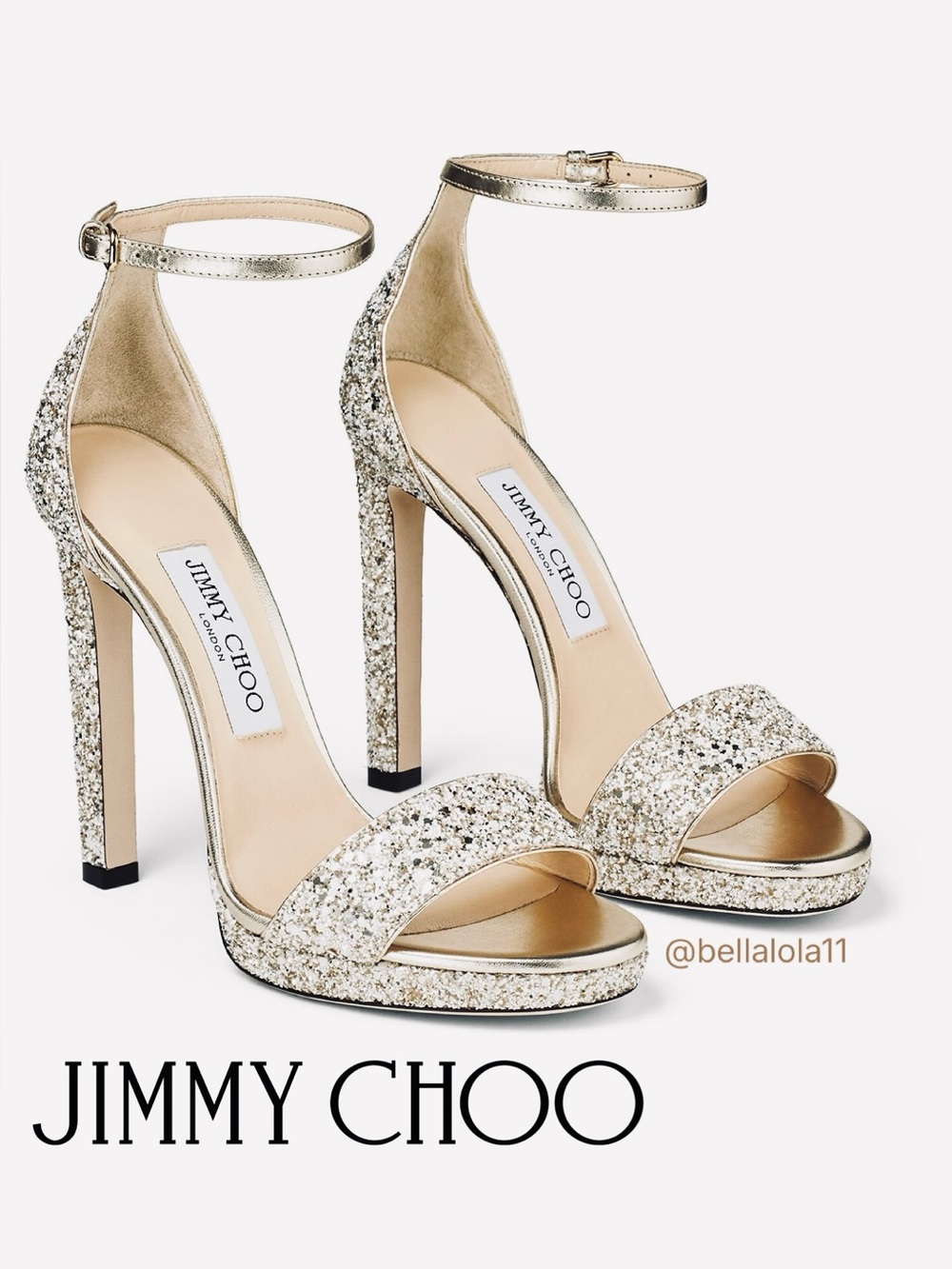 AUTHENTIC JIMMY CHOO SILVER GLITTER HEELS
